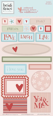 Heidi Grace - The Wildflowers - Wildflower Embossed Shape Stickers  (sold in 3's)